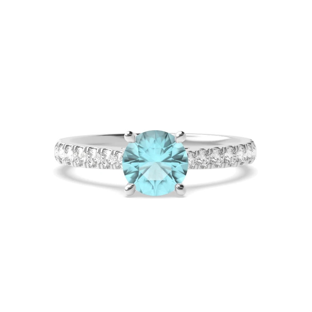 4 Prong Classic pave set Engagement Rings
