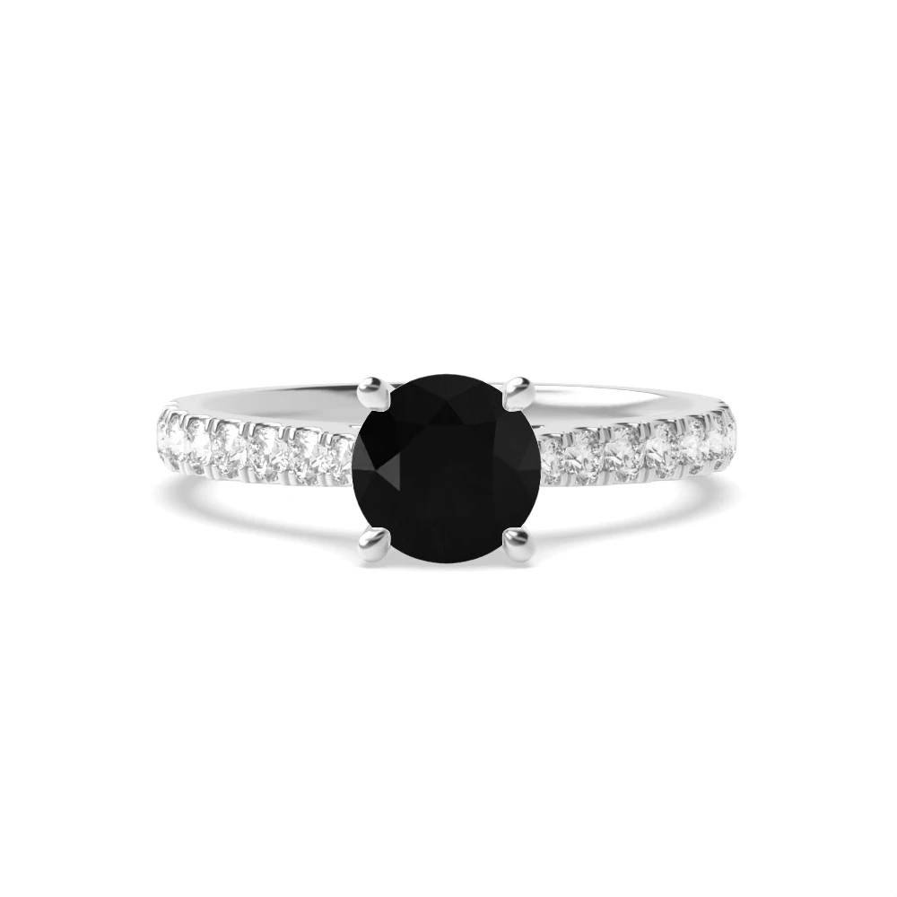 4 Prong Platinum Classic pave set Engagement Rings