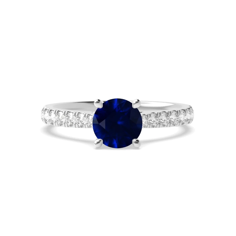 4 Prong Platinum Classic pave set Engagement Rings
