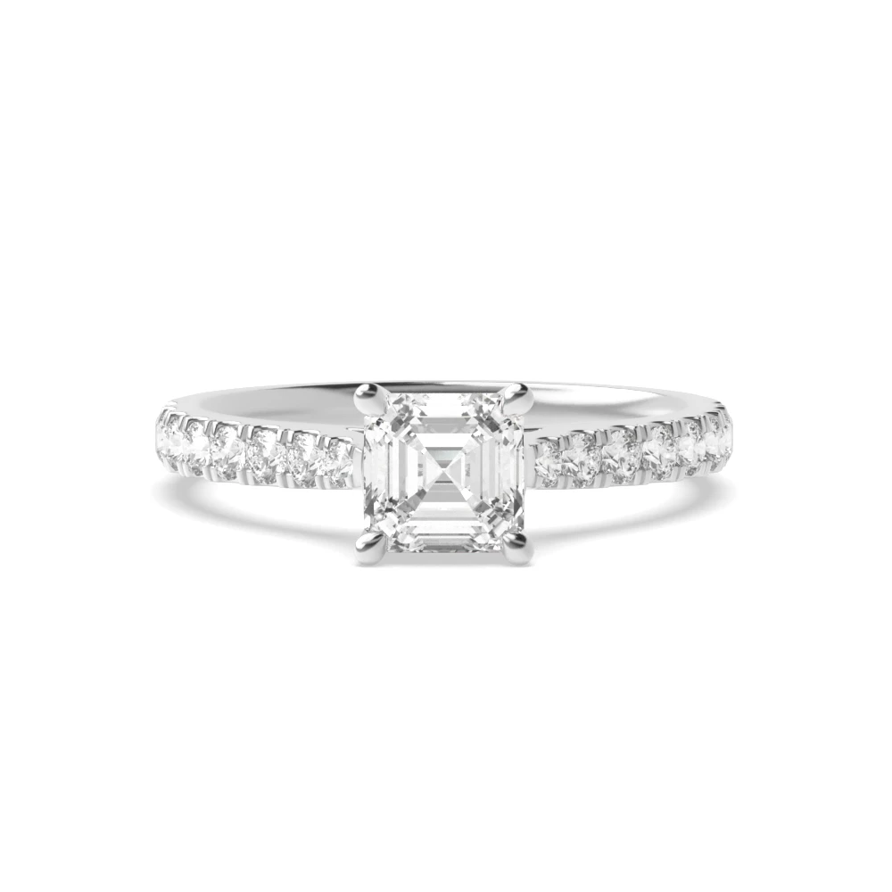 4 Prong Classic pave set Engagement Rings