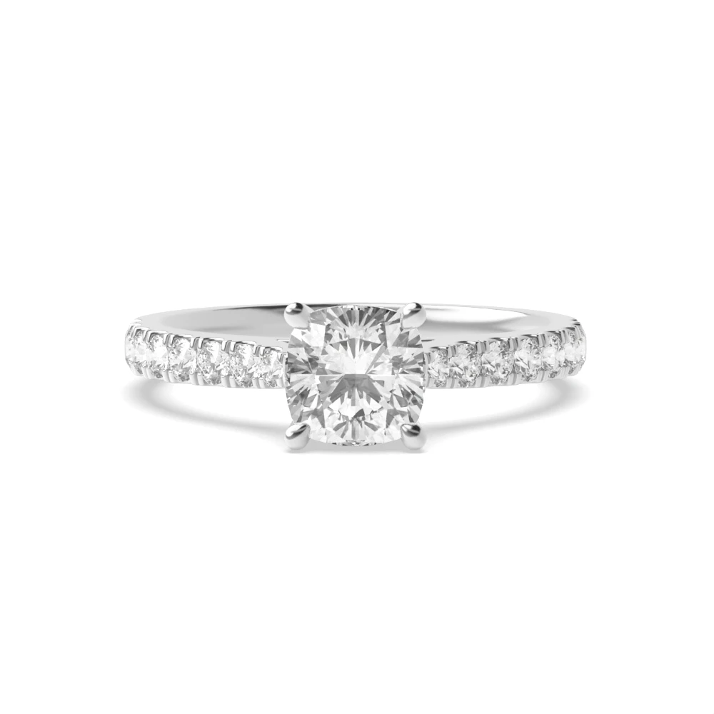4 Prong White Gold Classic pave set Engagement Rings
