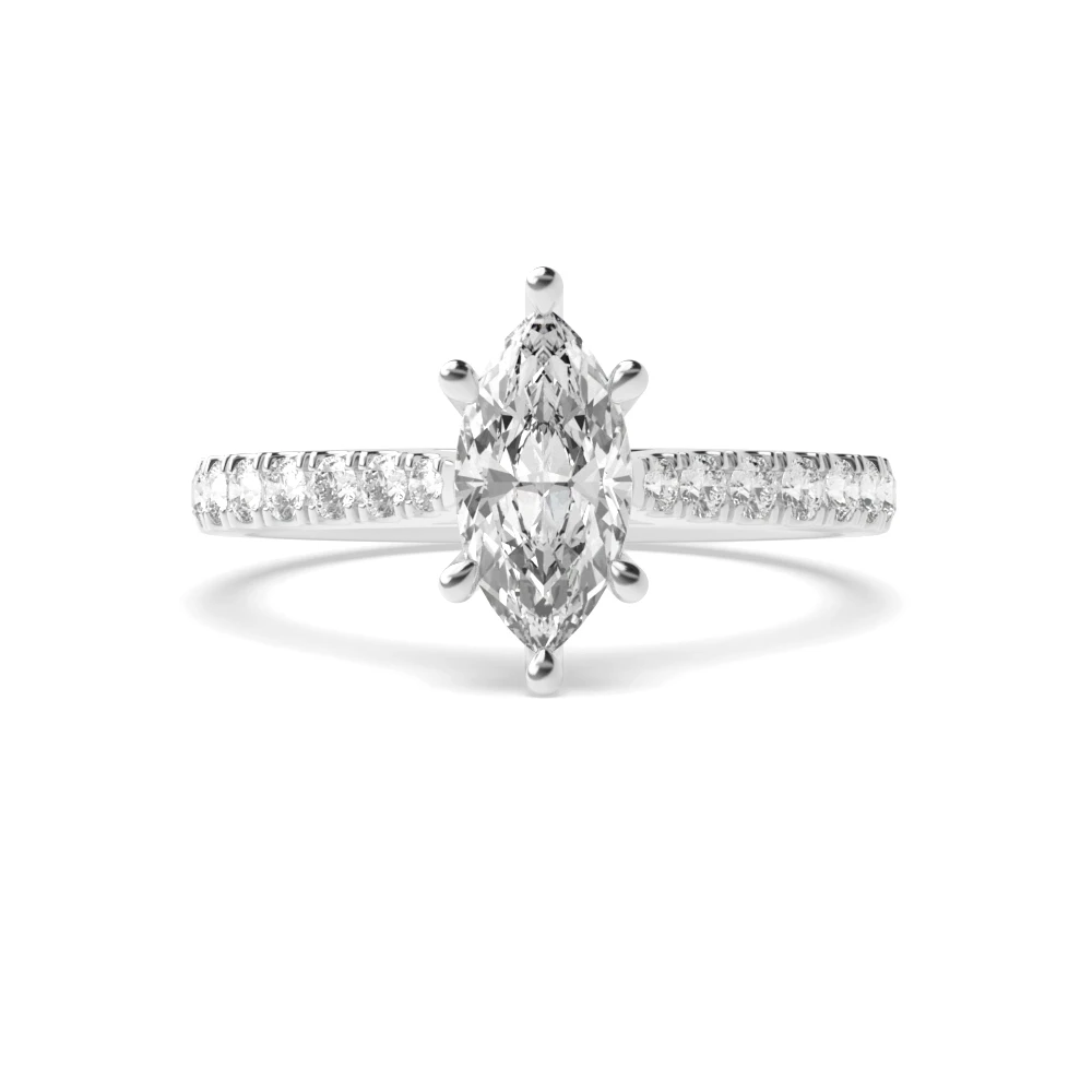 4 Prong Classic pave set Engagement Rings