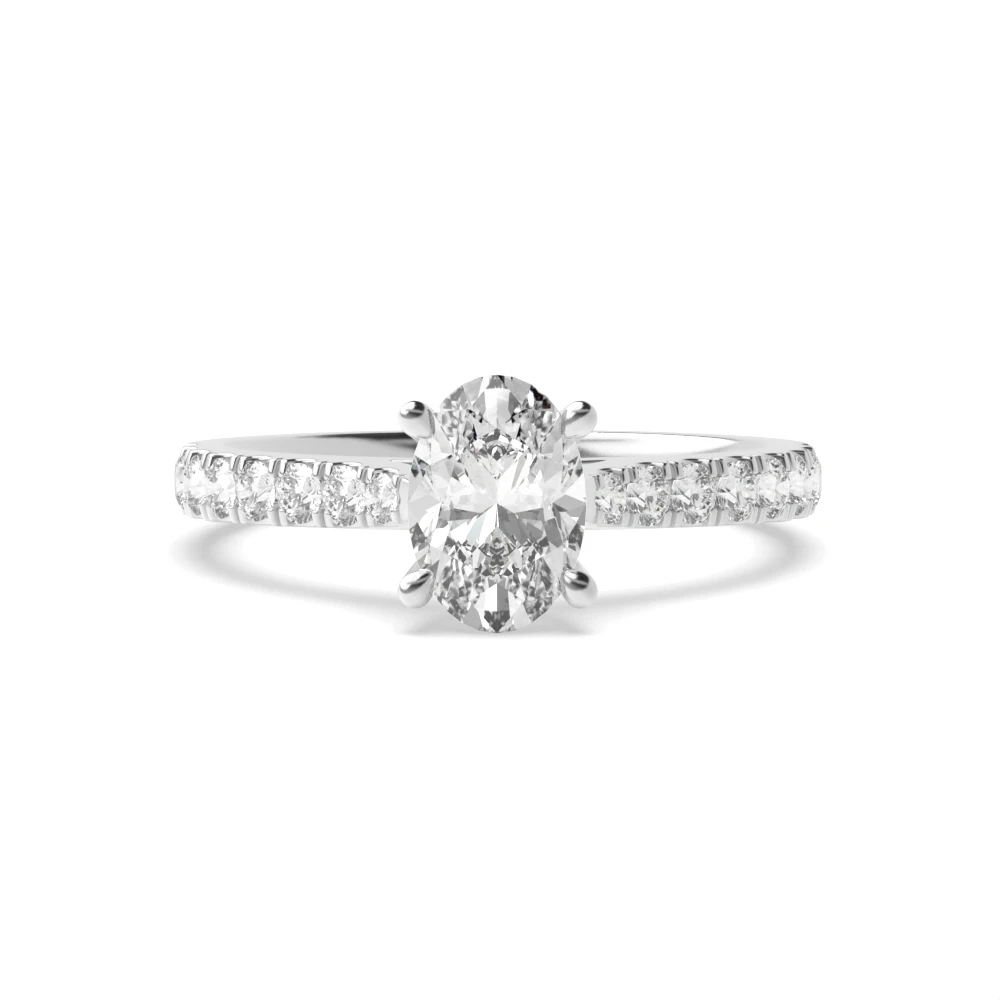 4 Prong Classic pave set Engagement Rings
