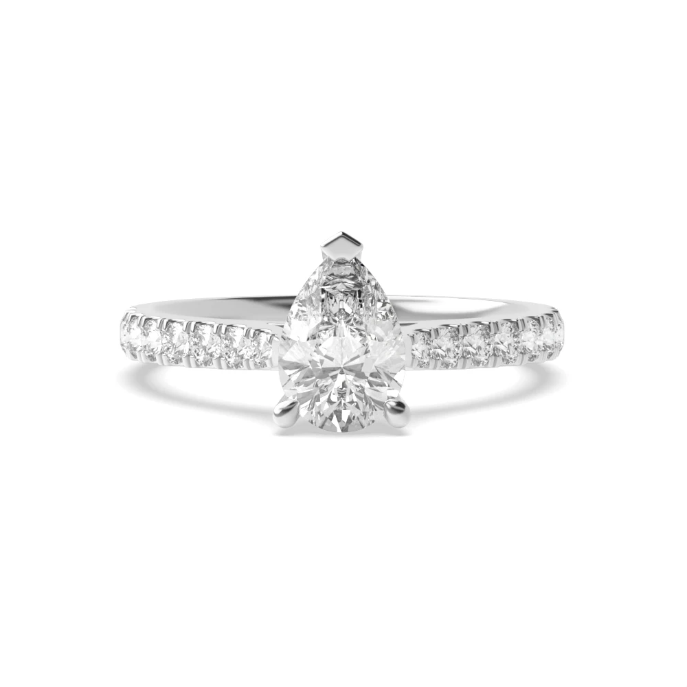 4 Prong Platinum Classic pave set Engagement Rings