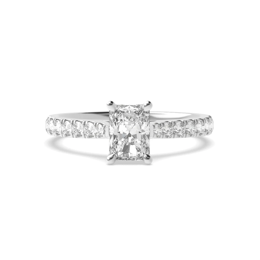 4 Prong Classic pave set Side Stone Engagement Rings