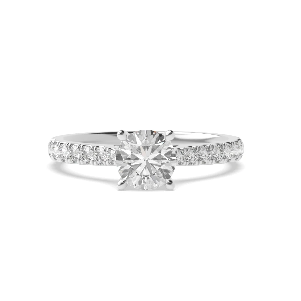 4 Prong White Gold Classic pave set Engagement Rings