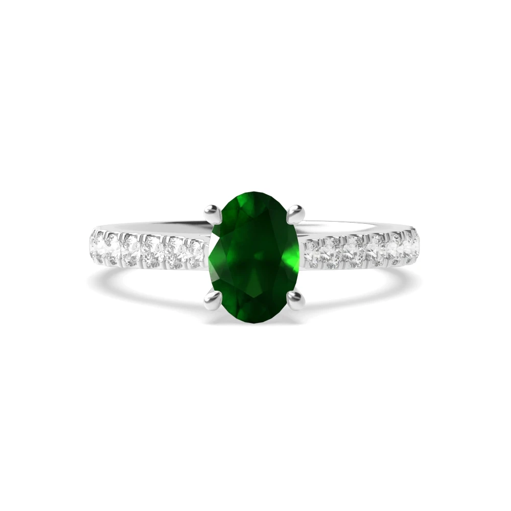 4 Prong Classic pave set Engagement Rings