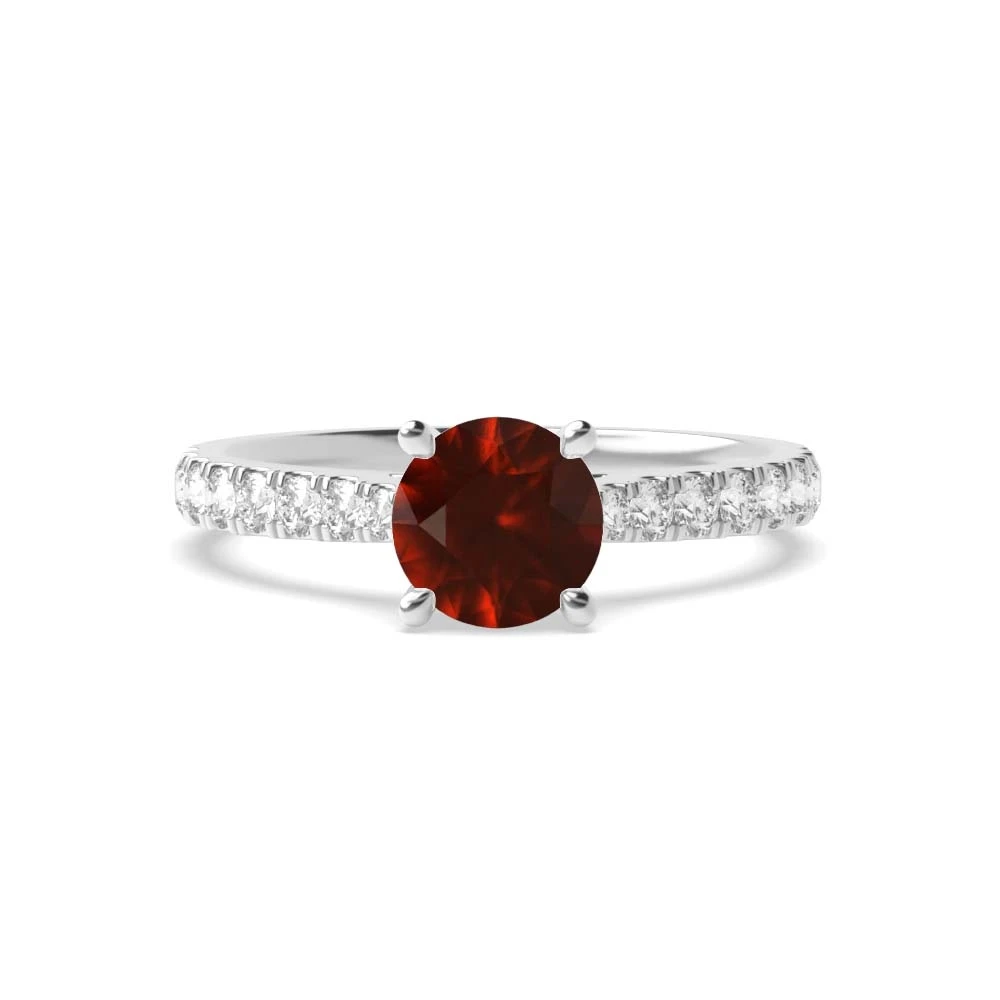 4 Prong Classic pave set Side Stone Engagement Rings