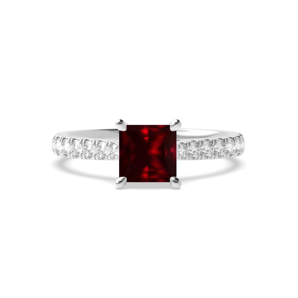 4 Prong Classic pave set Engagement Rings
