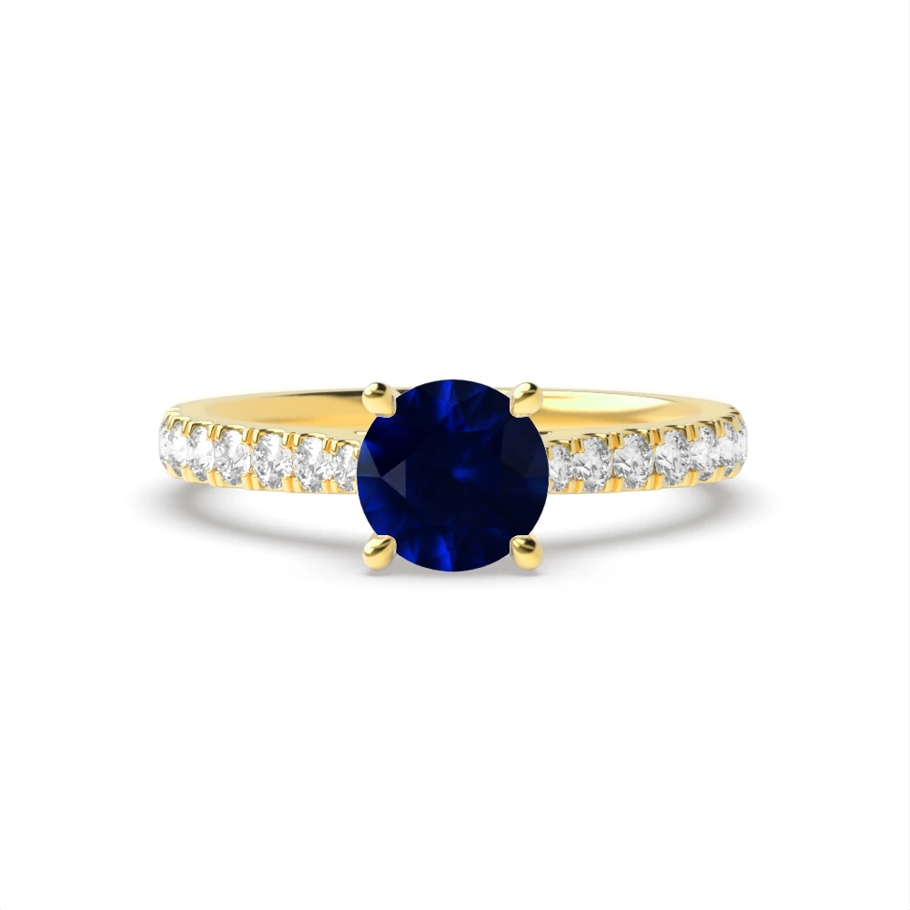 4 Prong Yellow Gold Classic pave set Engagement Rings