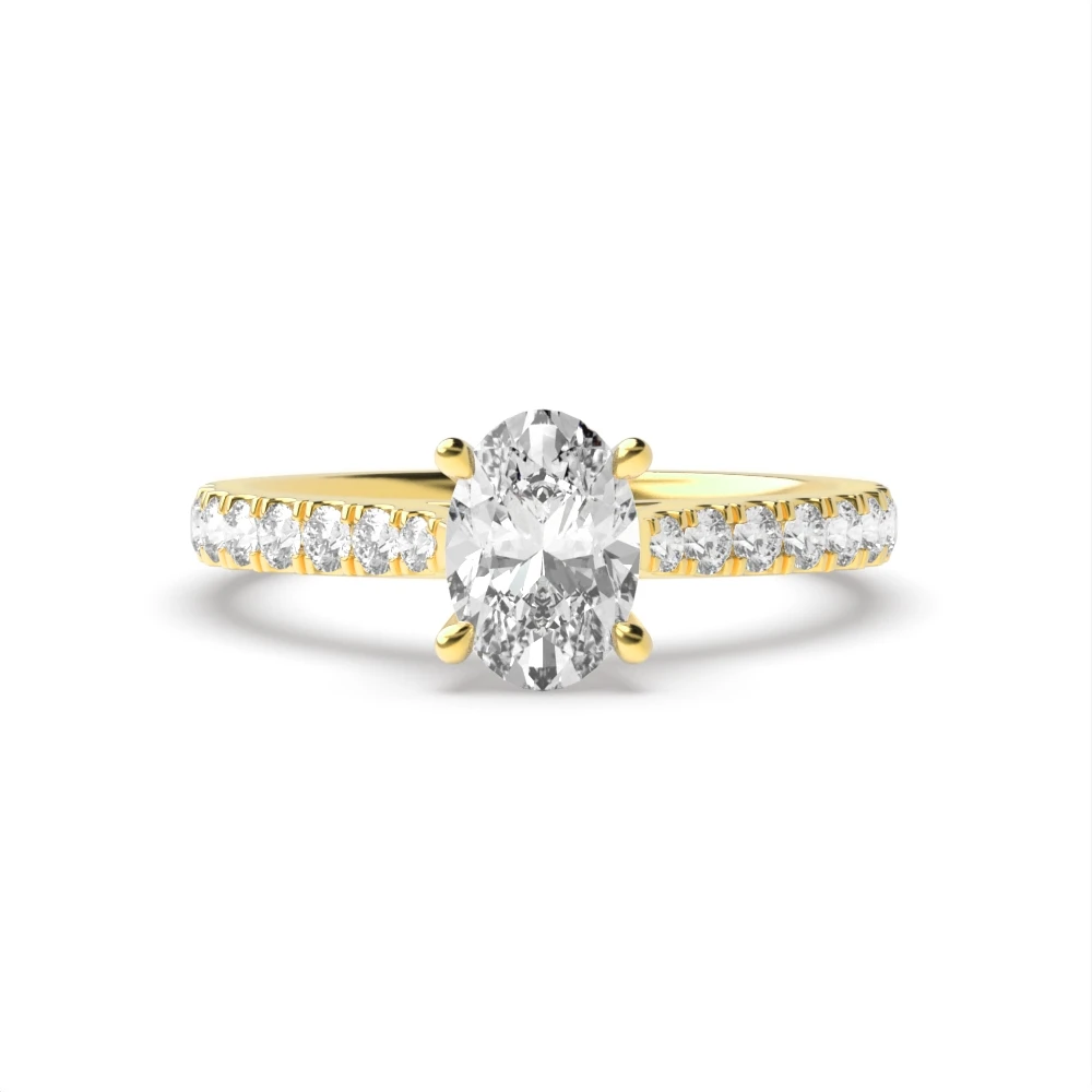 4 Prong Yellow Gold Classic pave set Engagement Rings