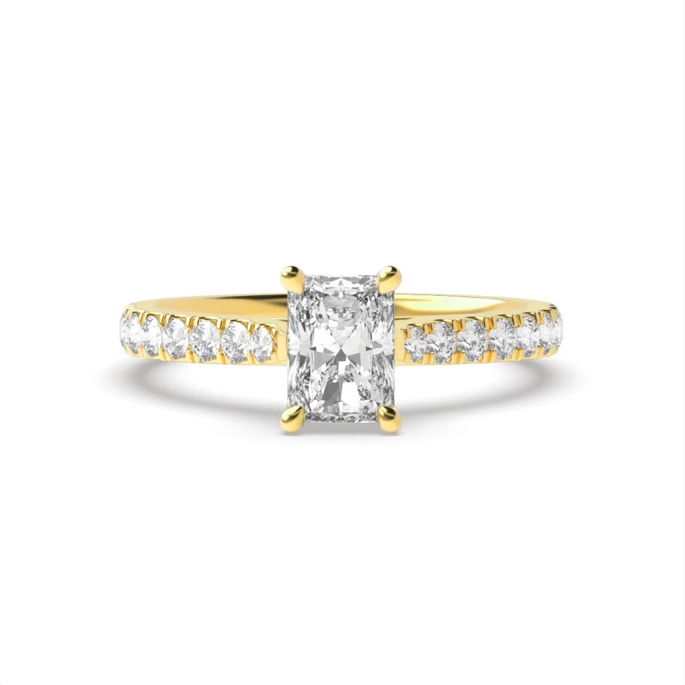 4 Prong Yellow Gold Classic pave set Engagement Rings