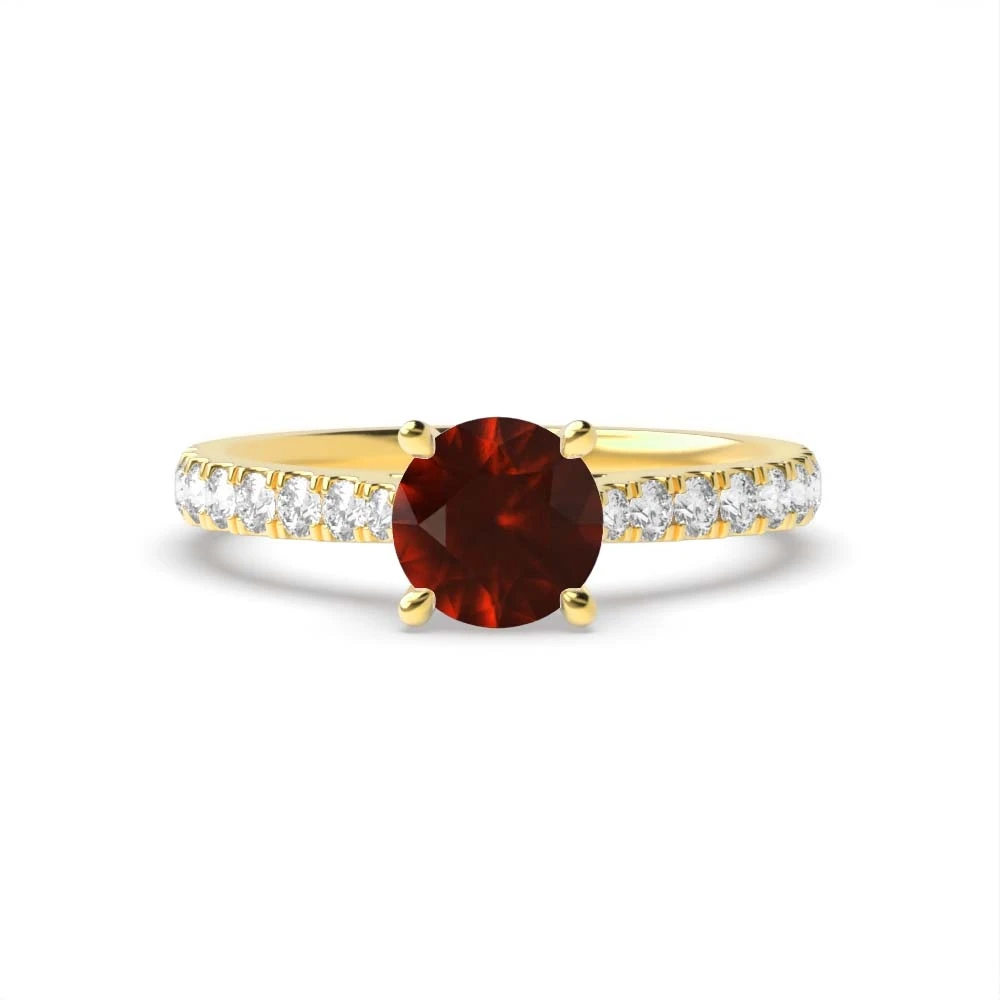 4 Prong Yellow Gold Classic pave set Engagement Rings