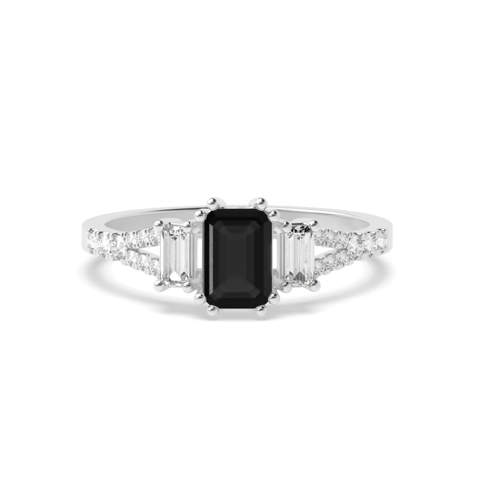 High Set Split shoulder Trilogy Engagement Rings