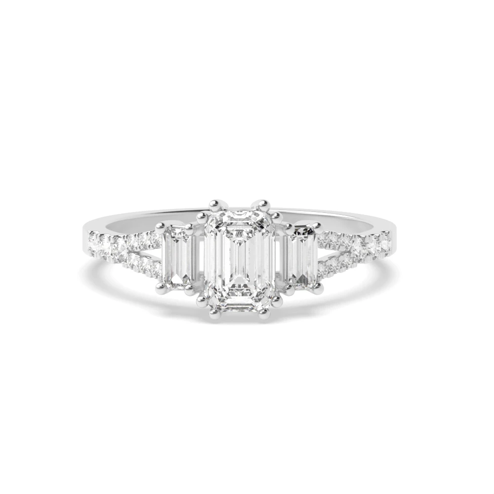 High Set Split shoulder Trilogy Engagement Rings
