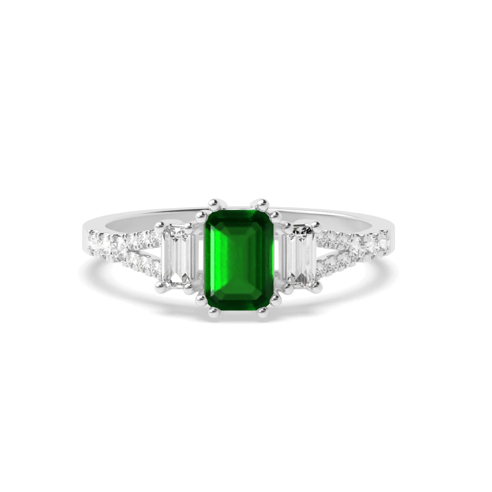 High Set Split shoulder Trilogy Engagement Rings