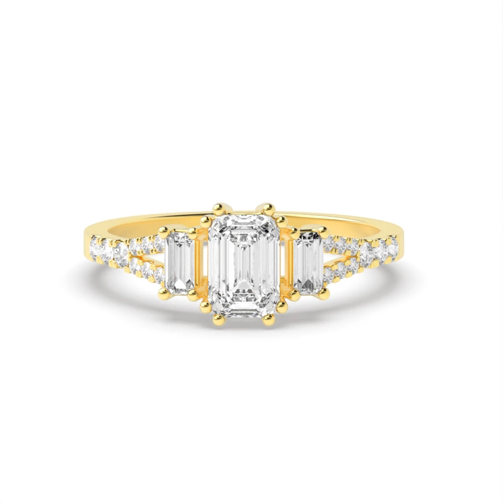 High Set Yellow Gold Split shoulder Engagement Rings