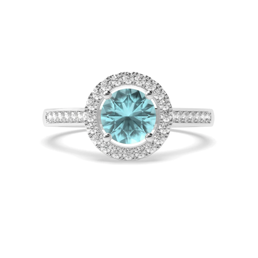 4 Prong Shoulder set Halo Engagement Rings