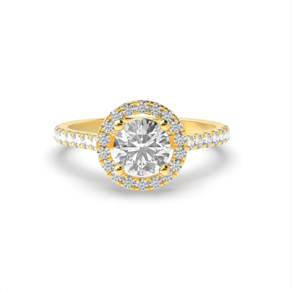 CATHEDRA Yellow Gold Classic Halo Engagement Rings