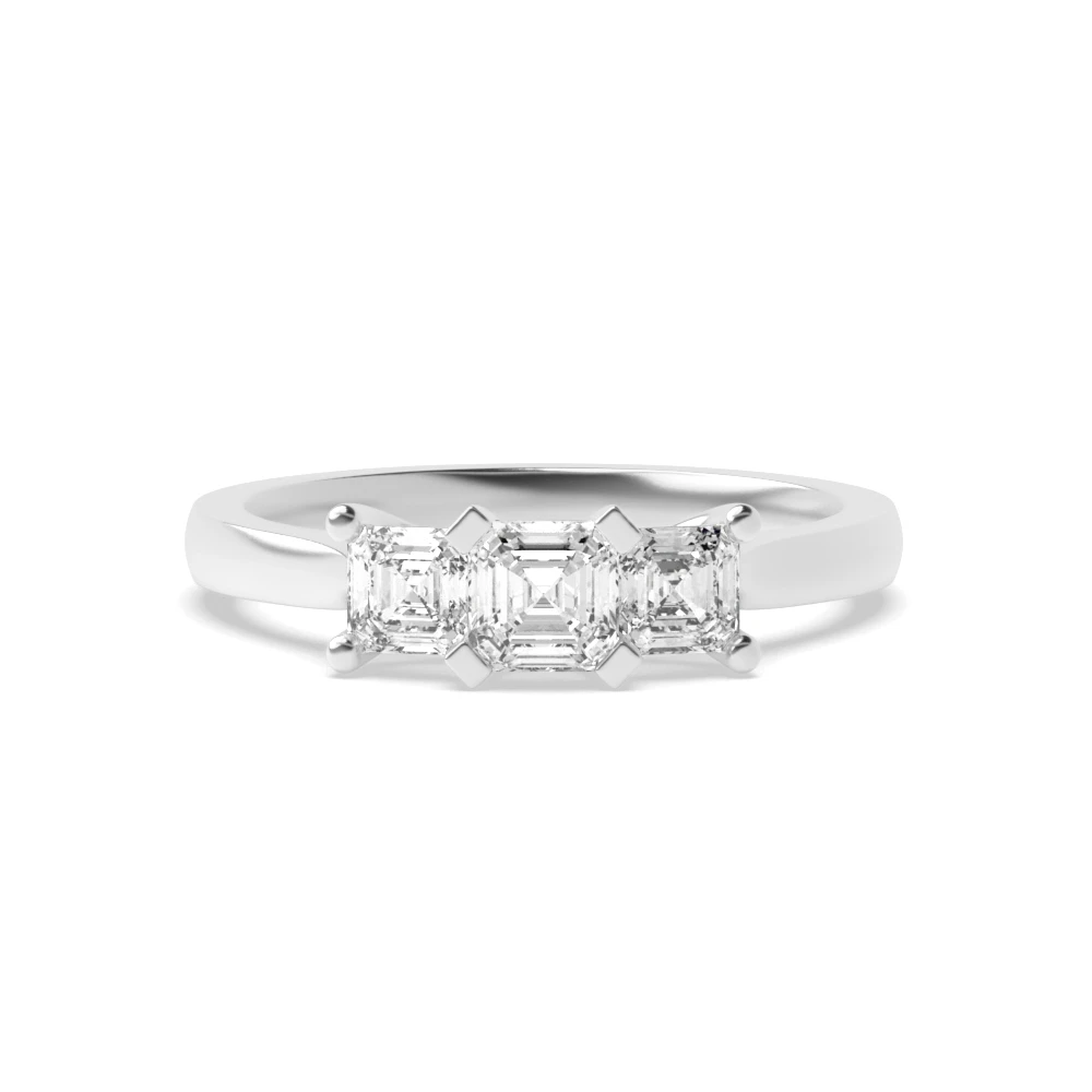 High Set Square claws Trilogy Engagement Rings