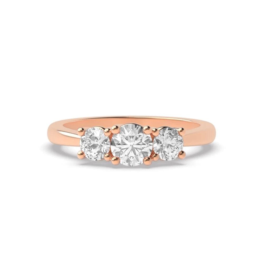 4 Prong Rose Gold Cross over claws Trilogy Engagement Rings