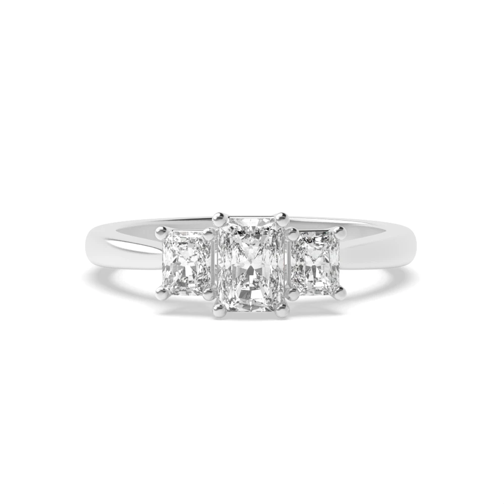 4 Prong Cross over claws Trilogy Engagement Rings