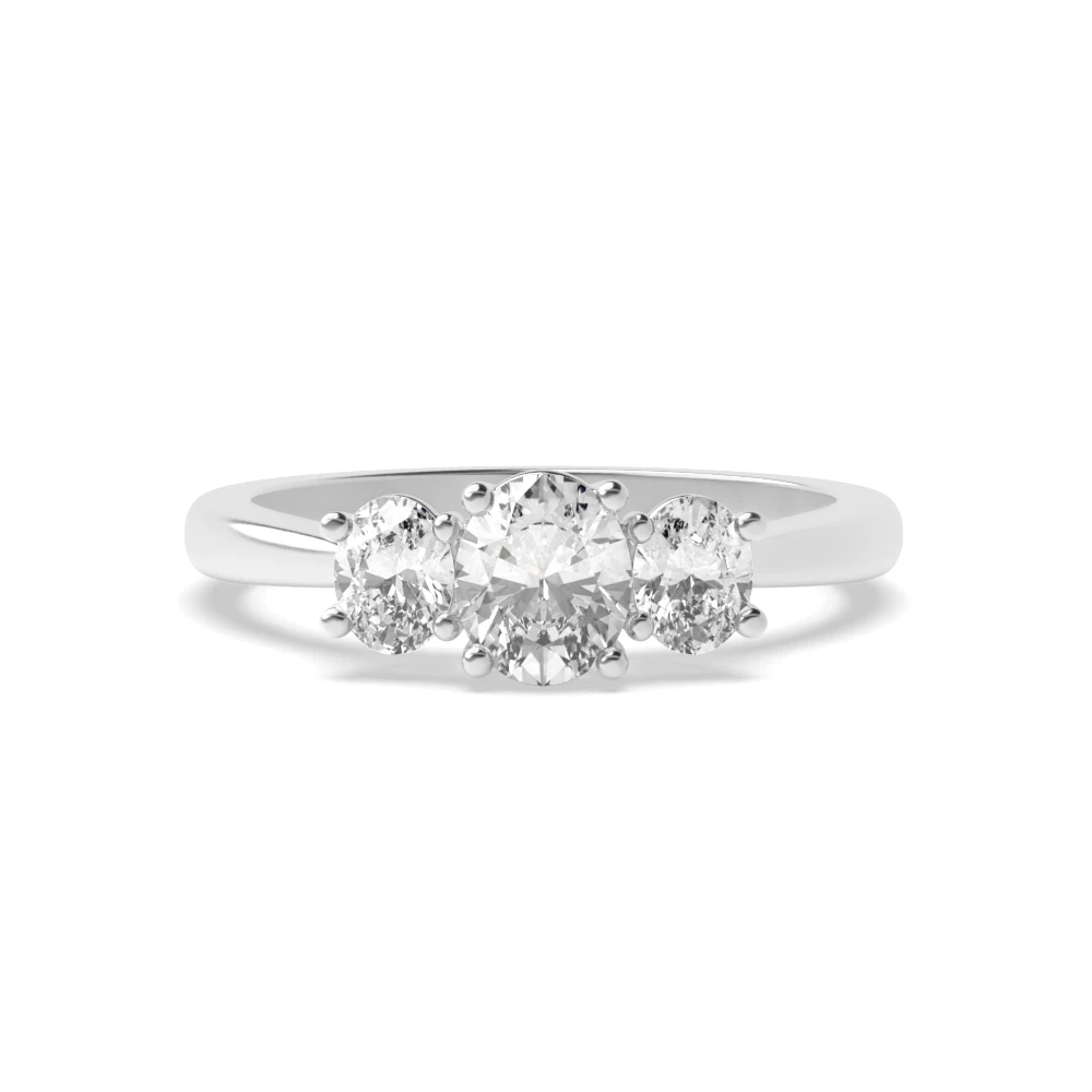 4 Prong Cross over claws Trilogy Engagement Rings