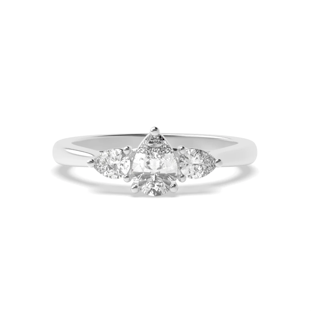 4 Prong Cross over claws Trilogy Engagement Rings