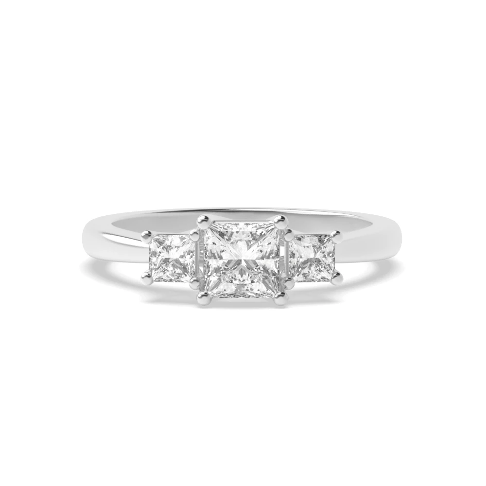 4 Prong Cross over claws Trilogy Engagement Rings