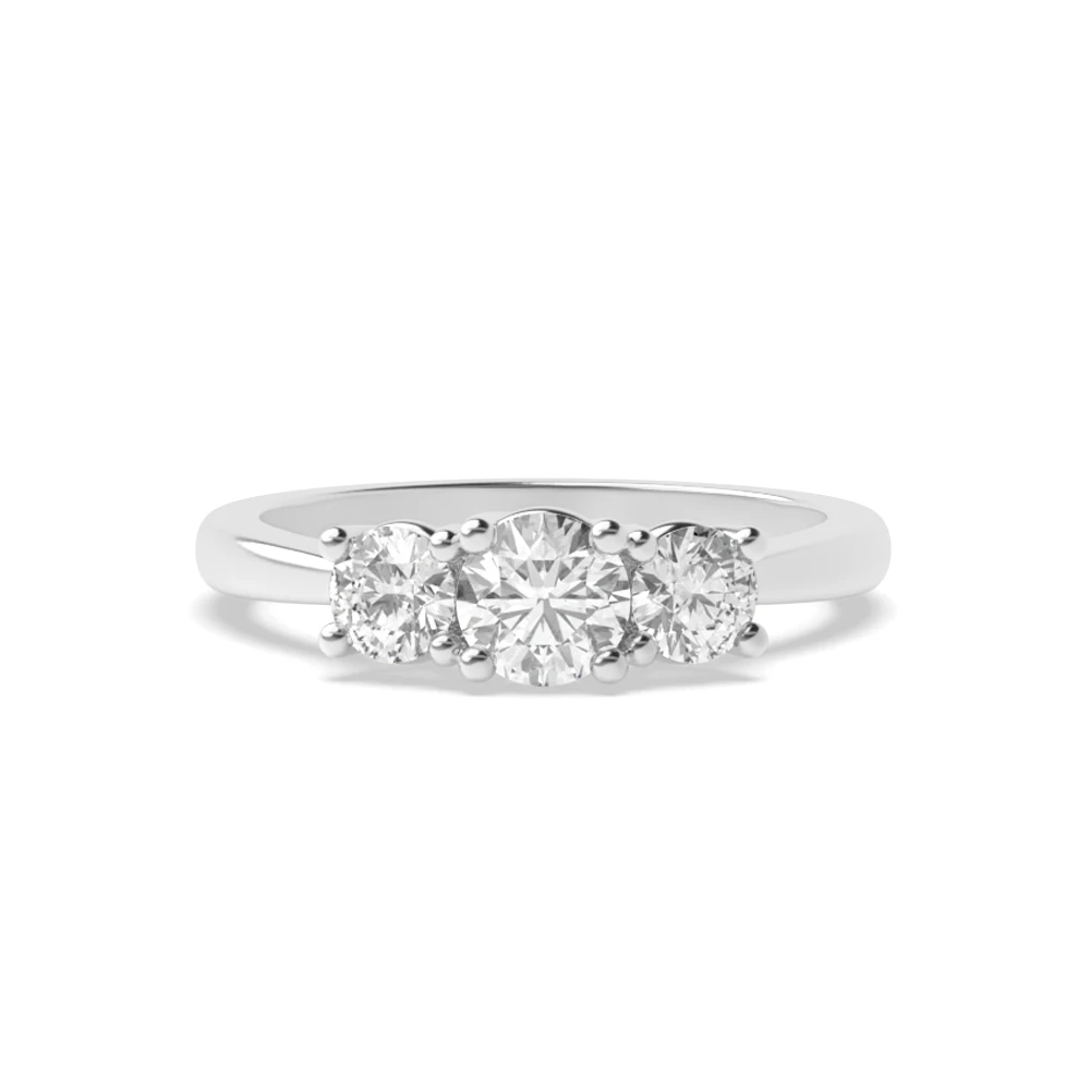 4 Prong Cross over claws Trilogy Engagement Rings