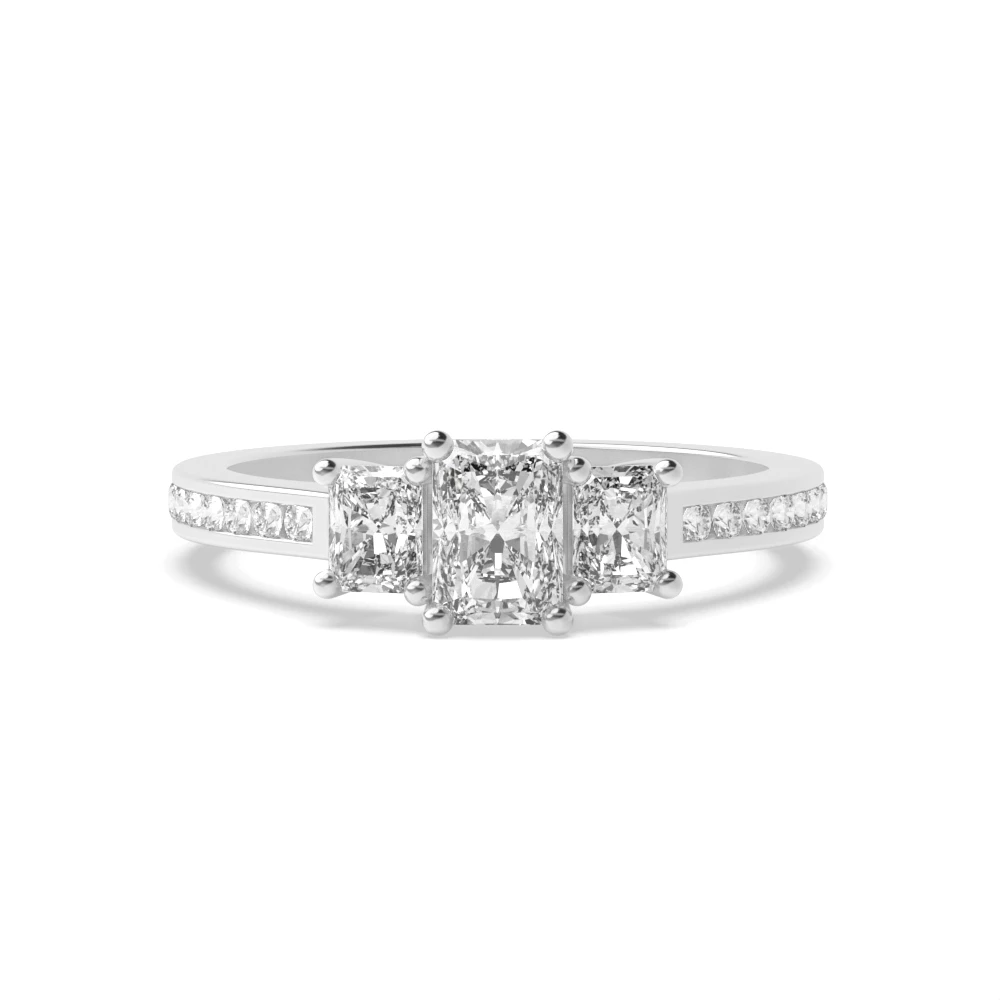 4 Prong Shoulder set Trilogy Engagement Rings