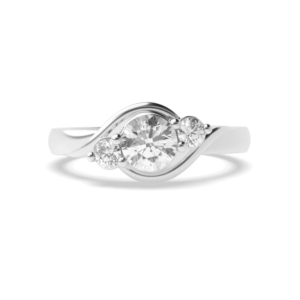 4 Prong Twisted shoulder Trilogy Engagement Rings