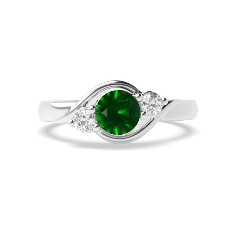 4 Prong Twisted shoulder Trilogy Engagement Rings