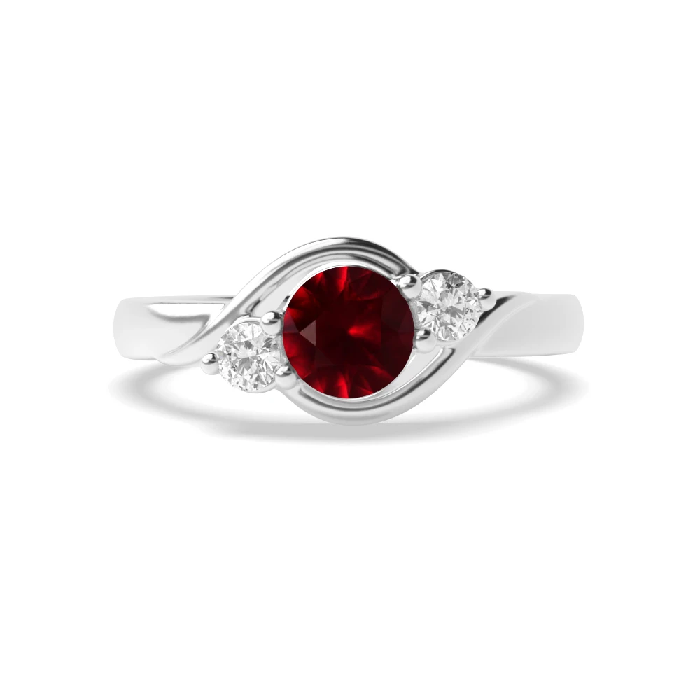 4 Prong Twisted shoulder Trilogy Engagement Rings