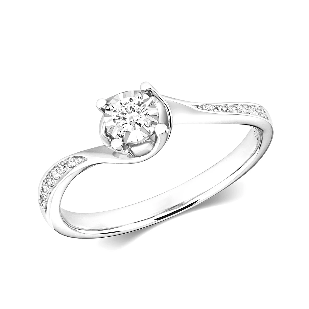 4 Prong White Gold Illusion twisted set Twisted Engagement Rings