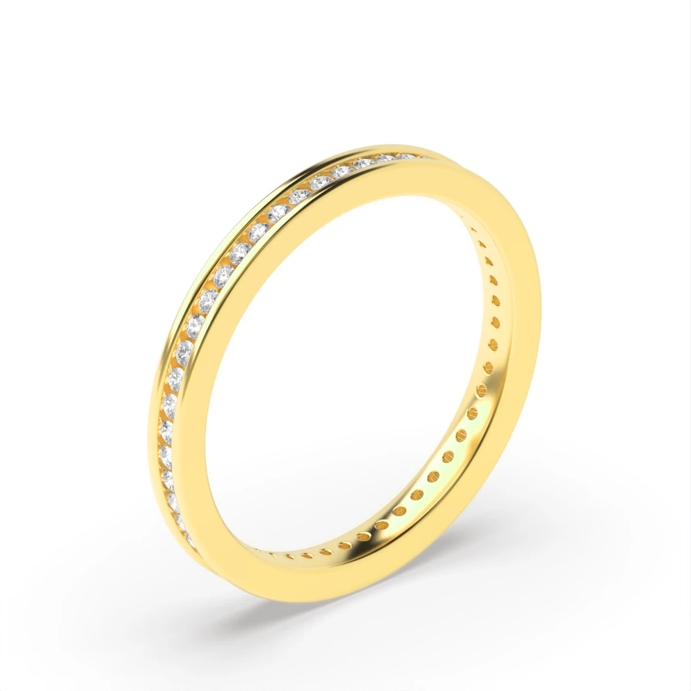 Channel Setting Yellow Gold Prime Eternity Diamond Rings
