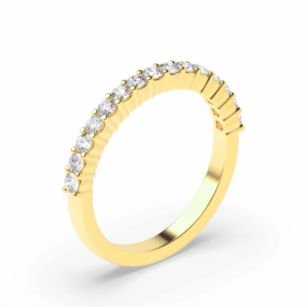 4 Prong Yellow Gold Shared claw set Eternity Diamond Rings