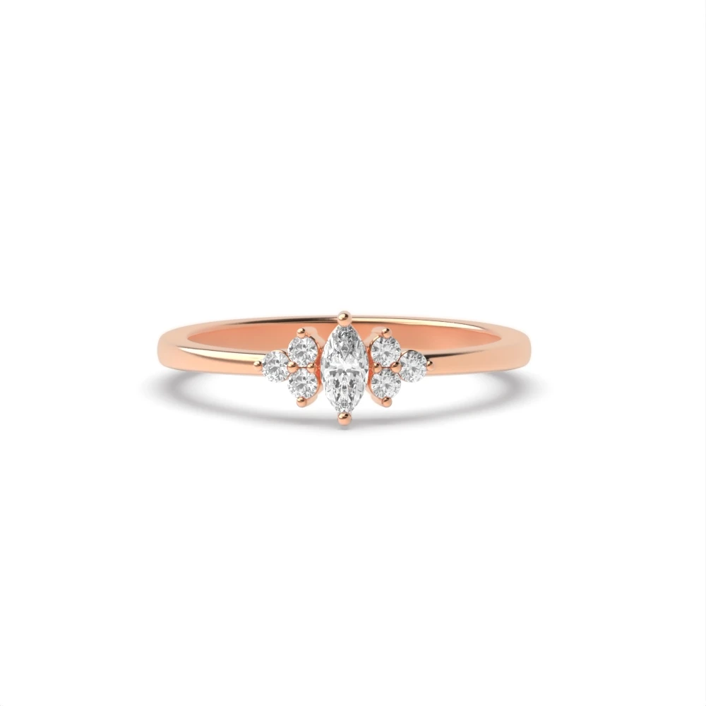Low Set Rose Gold Delicate Cluster Engagement Rings