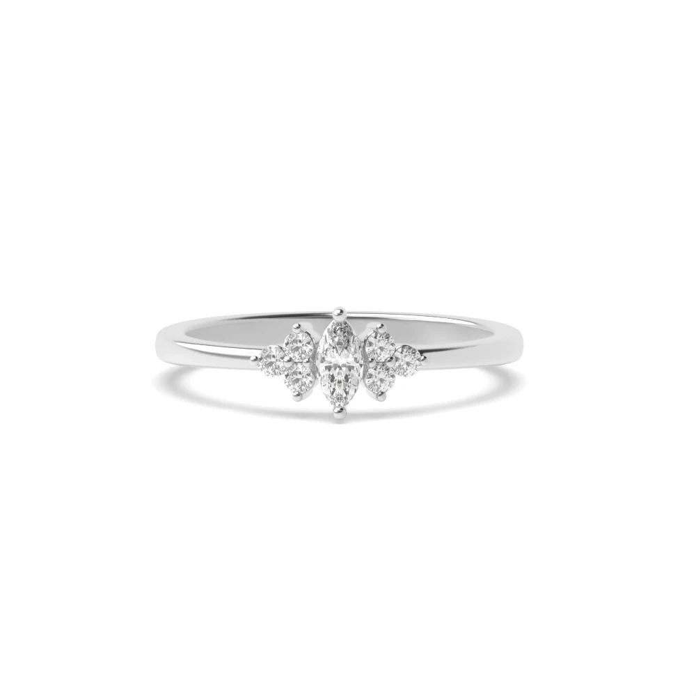 Low Set White Gold Delicate Cluster Engagement Rings