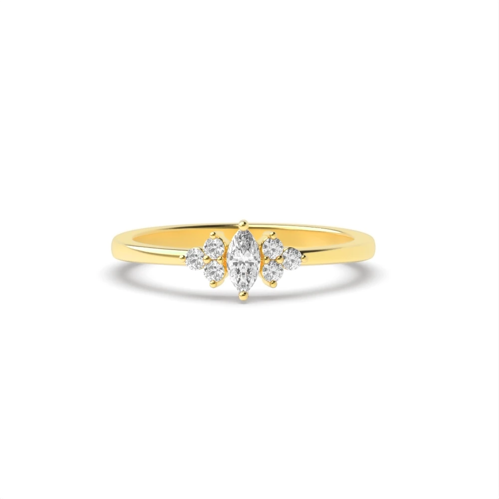 Low Set Yellow Gold Delicate Cluster Engagement Rings