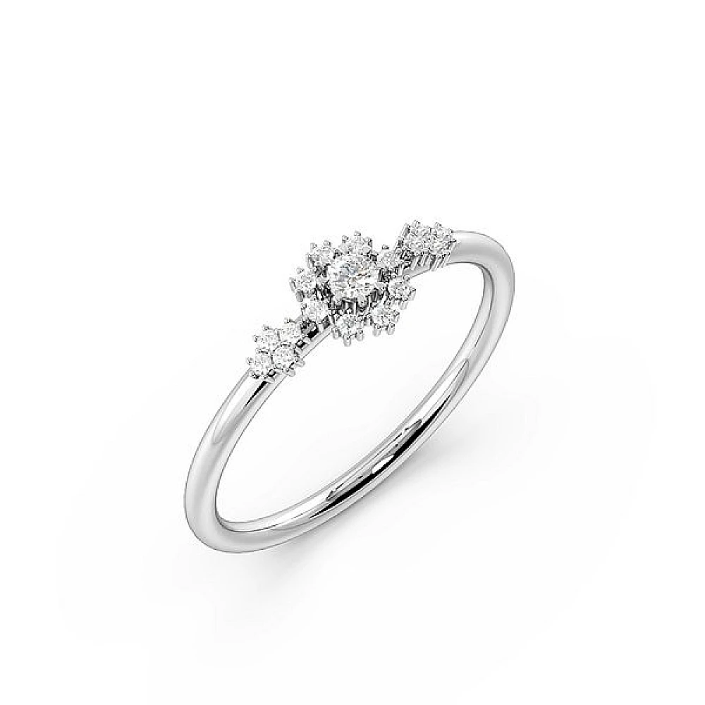 4 Prong Delicate flower Halo Diamond Rings