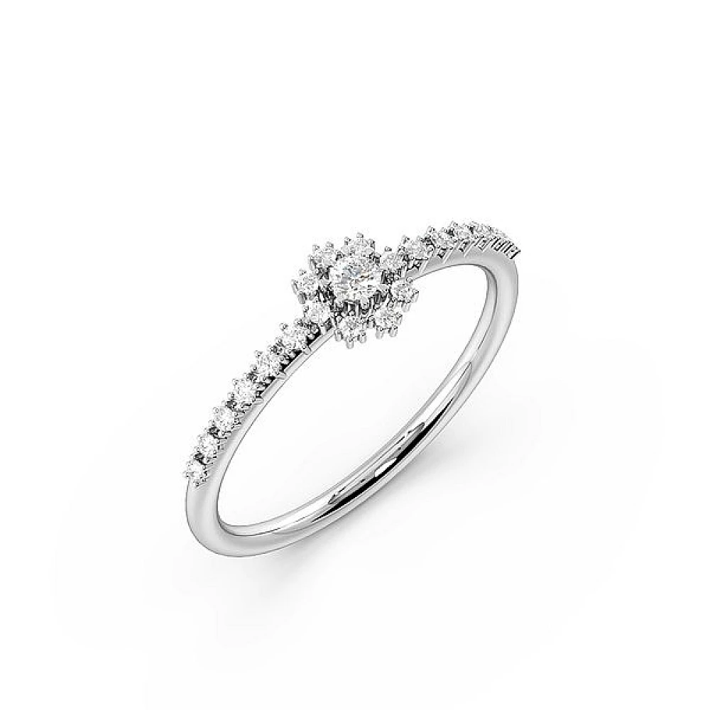 Low Set Delicate pave set Halo Diamond Rings