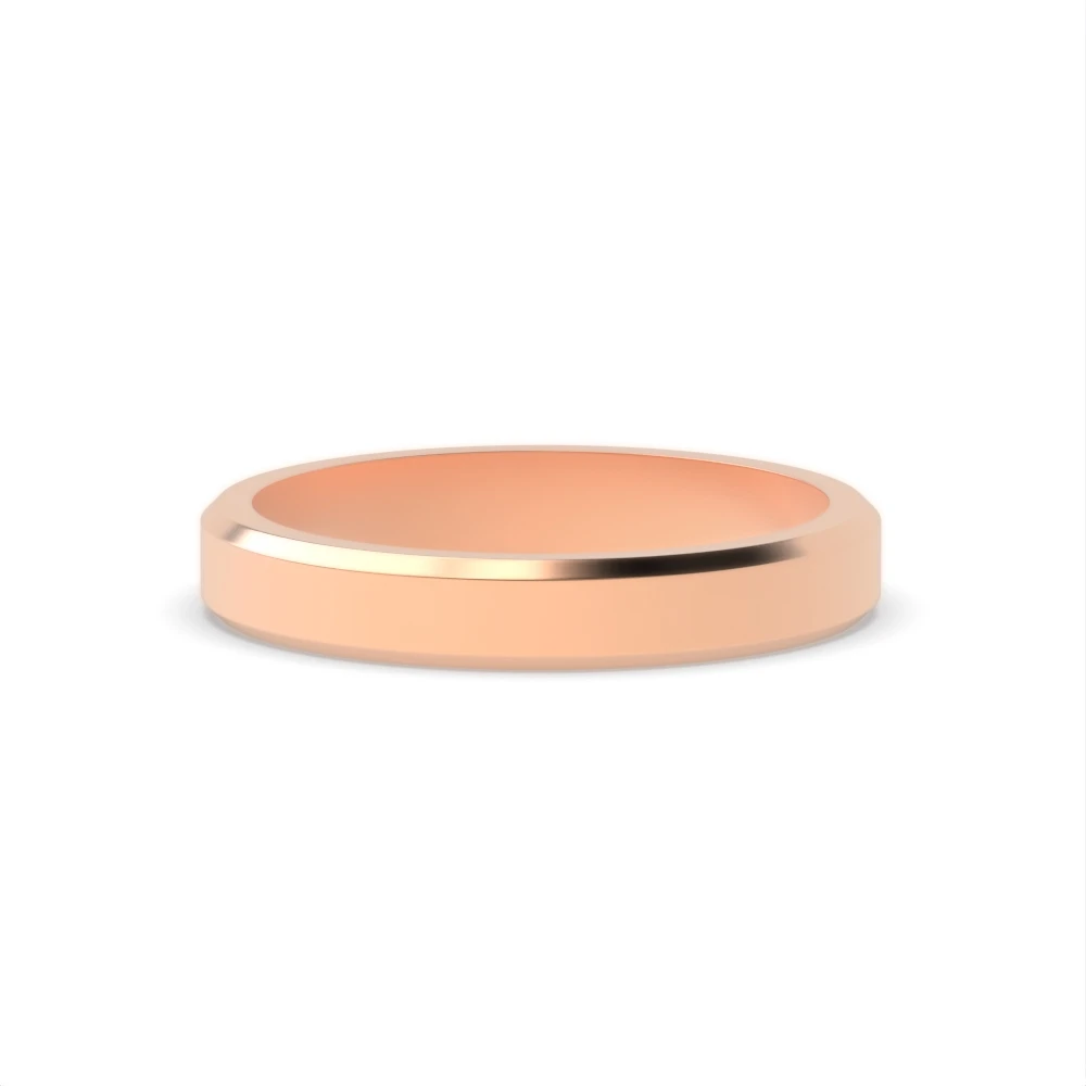 Rose Gold Bevelled edge profile Diamond Band Engagement Rings