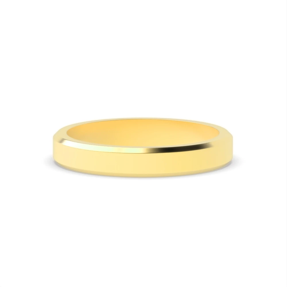 Yellow Gold Bevelled edge profile Diamond Band Engagement Rings