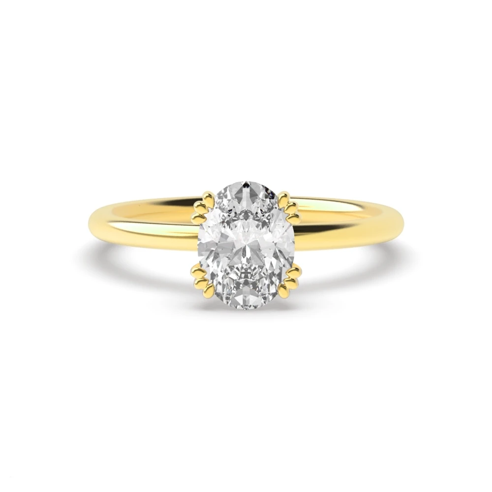 CATHEDRA Yellow Gold Tri claws delicate Sale Engagement Rings