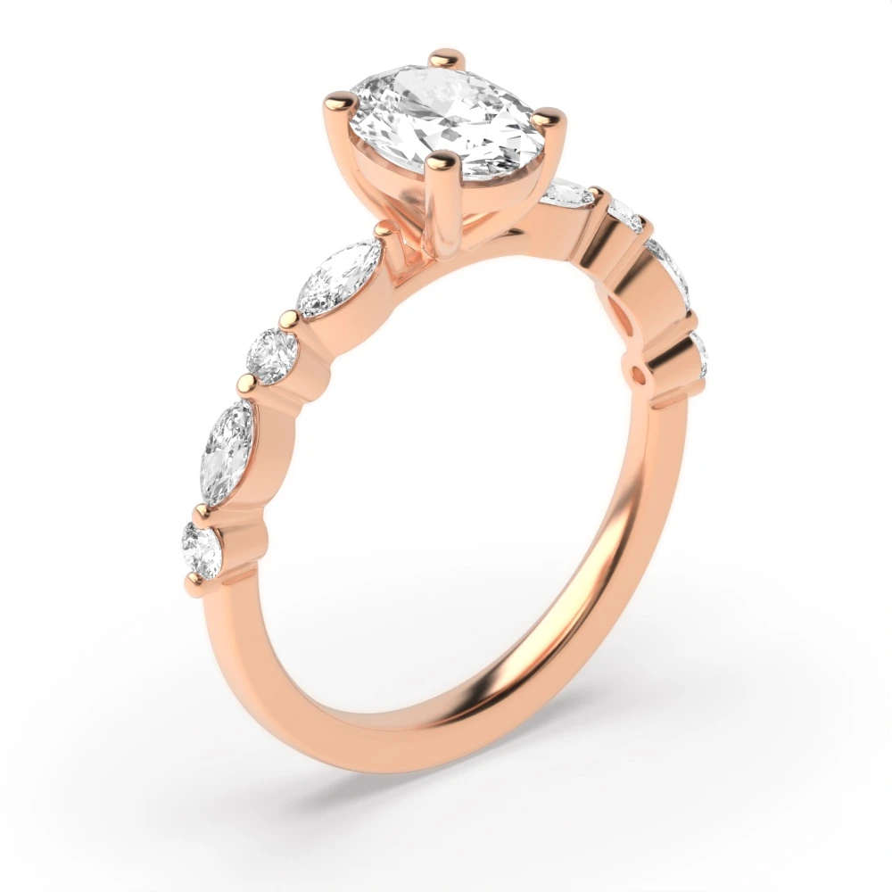 4 Prong Rose Gold Unique style Diamond Rings