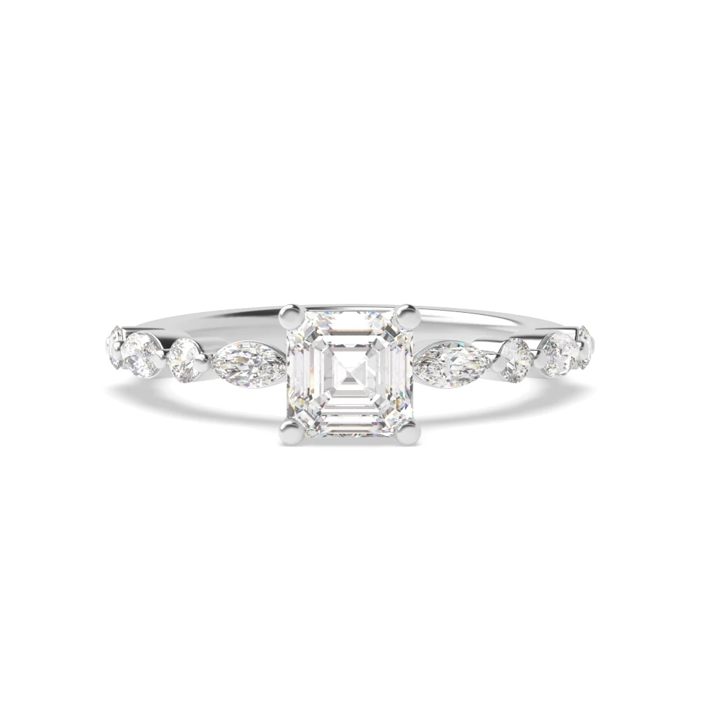 4 Prong Unique style Side Stone Engagement Rings