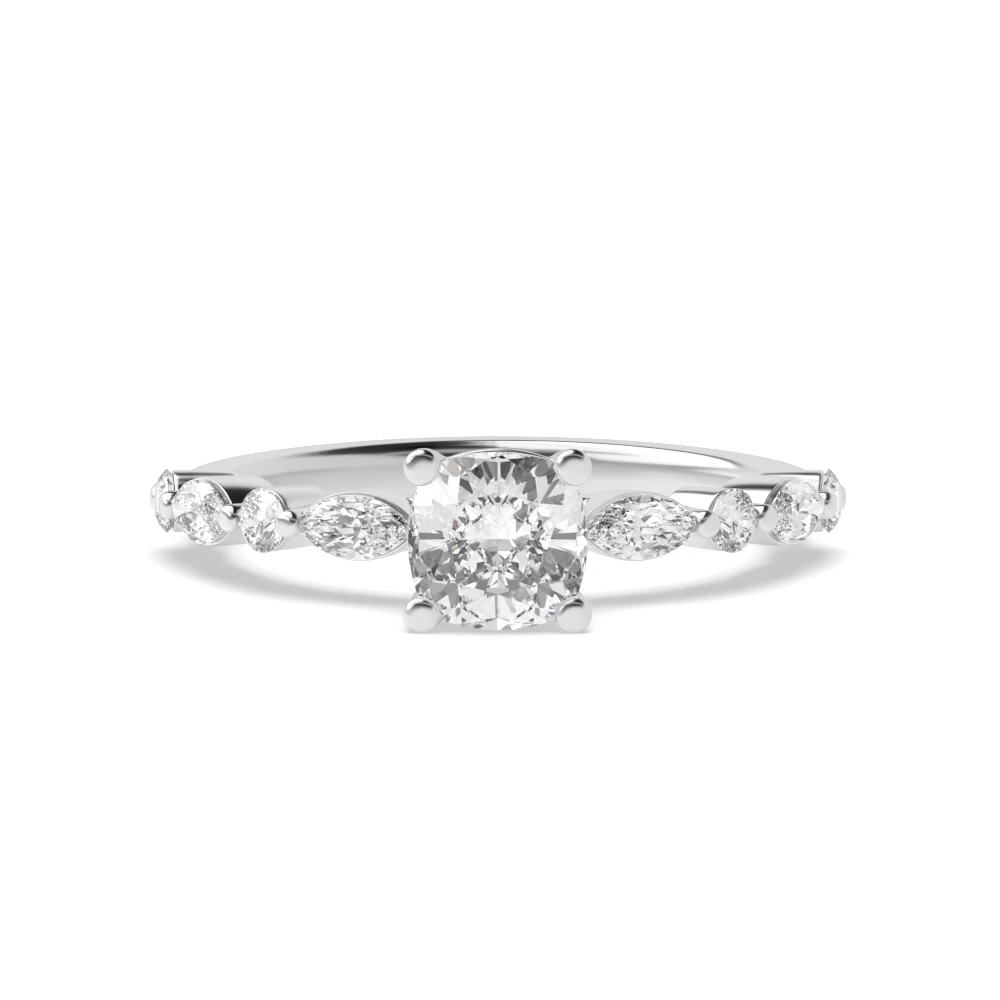 4 Prong Unique style Side Stone Engagement Rings