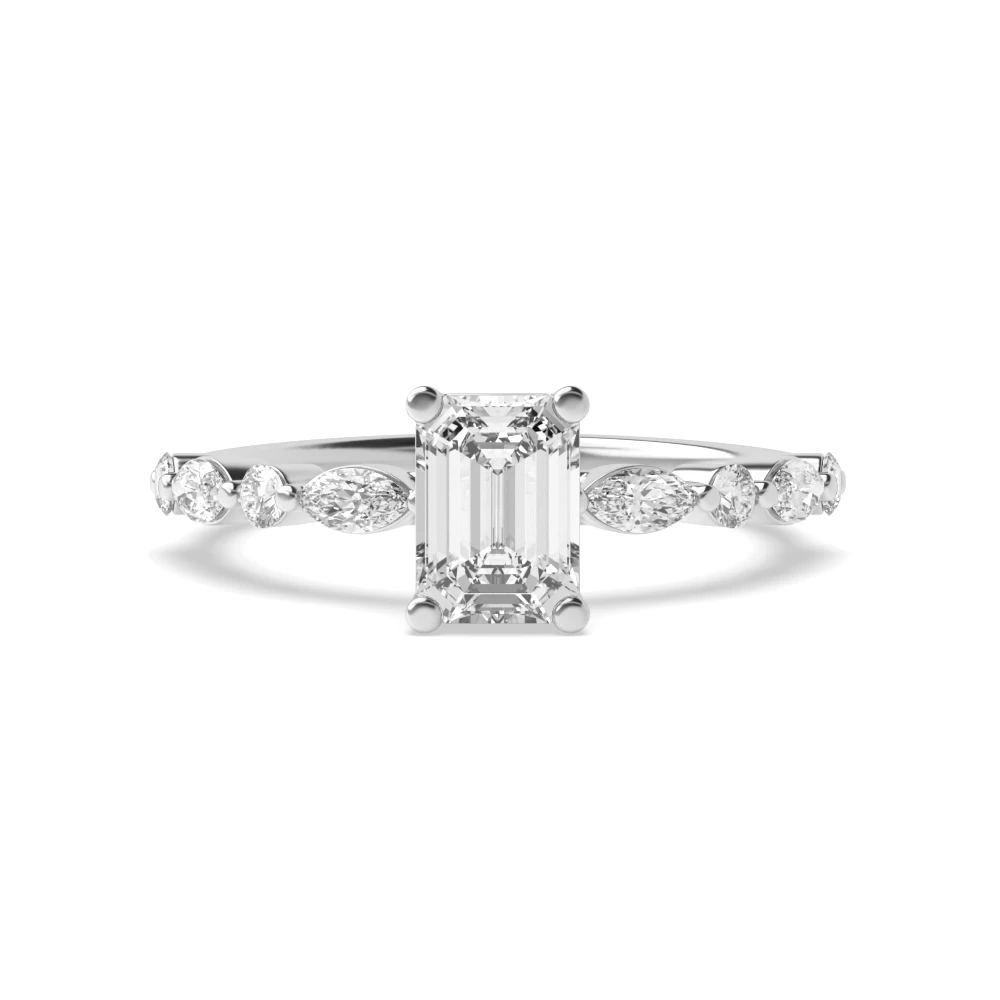 4 Prong Unique style Side Stone Engagement Rings