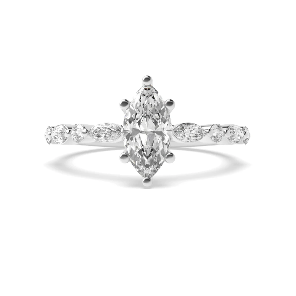 4 Prong Unique style Side Stone Engagement Rings